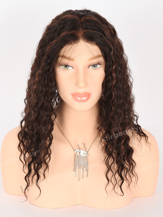 Full Lace Human Hair Wigs Indian Remy Hair 16" Deep Wave 2/33# Highlights Color FLW-01908
